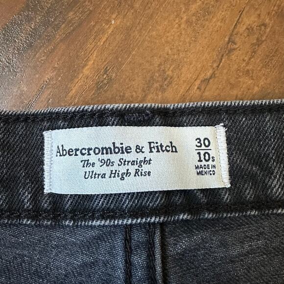 ABERCROMBIE & FITCH The 90s Straight Jeans Black Ultra High Rise - Picture 8 of 13